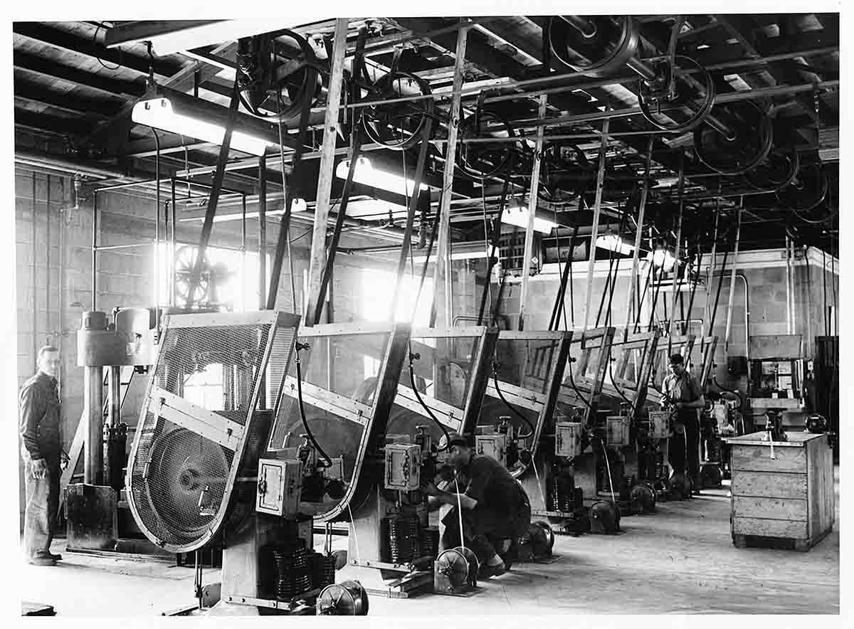 Early machinery at the plant in Anoka, swaging .22 bullets. Federal has been in Anoka, Minnesota, since 1922.